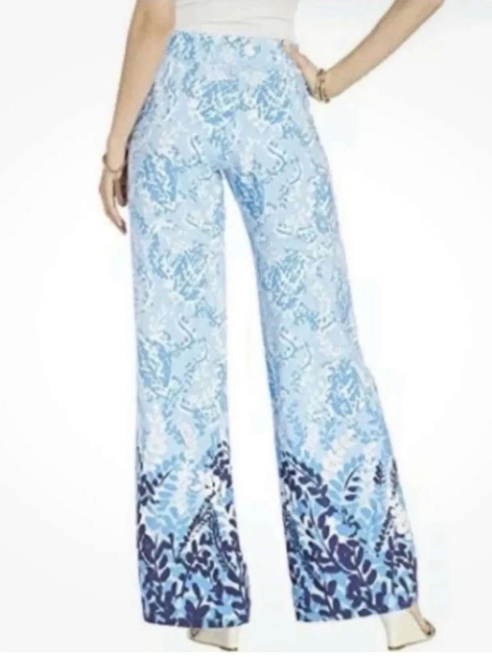 Lilly Pulitzer Sky Blue Printed Wide-Leg Pants